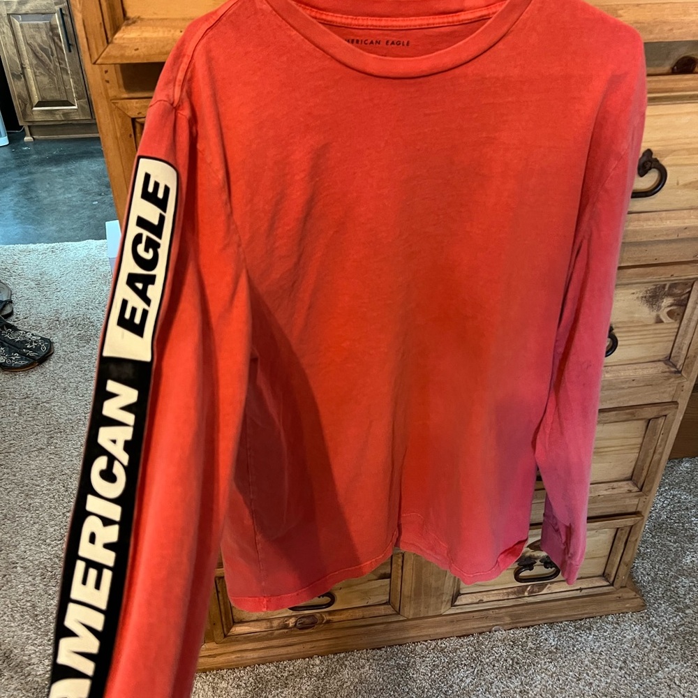 American Eagle Red Long Sleeve Shirt